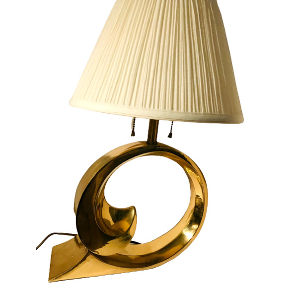 Vintage MCM 1970s Brass Swoosh Wave Lamp - Pierre Cardin inspired - Picture 3 of 5